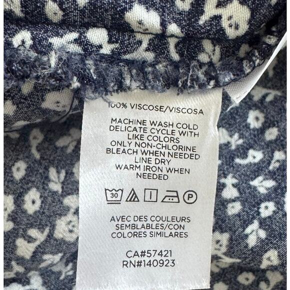 LOFT Size 8 Graden Floral Shirt Dress Button Front Short Sleeve Blue - Picture 4 of 7